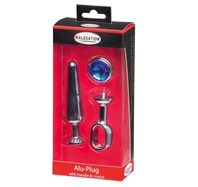 MALESATION Alu-Plug with handle & crystal medium, chrome